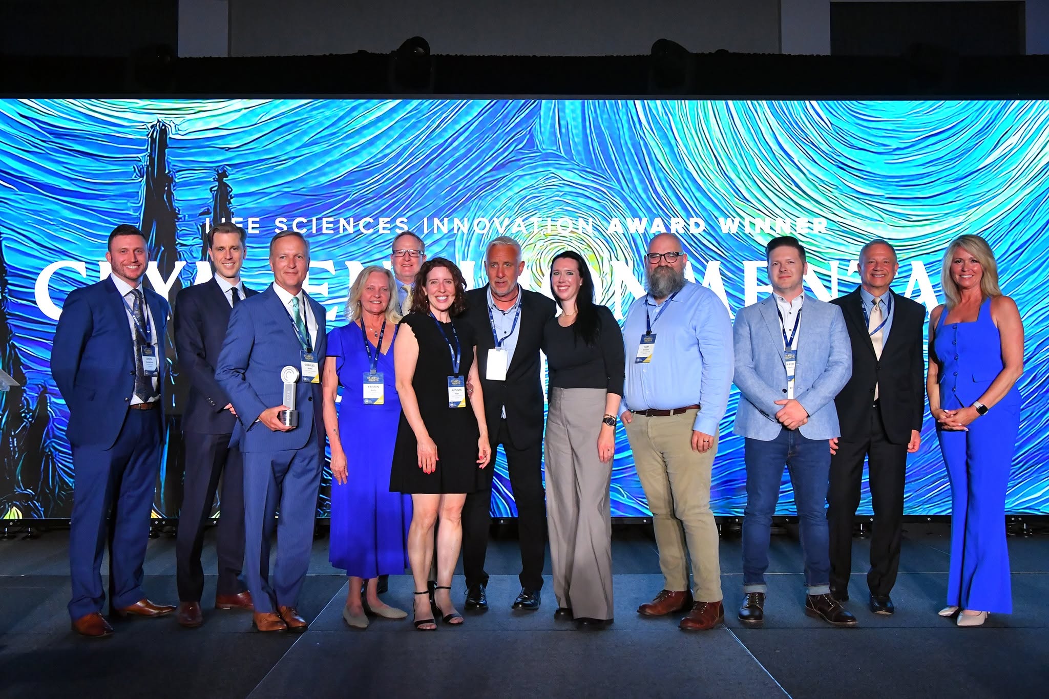 The Clym Environmental team winning a Maryland Tech Council ICON Award